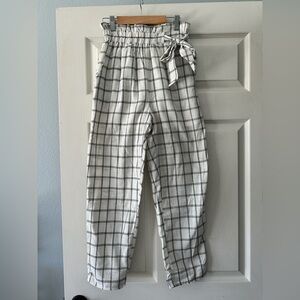 FAVLUX Black and White Tapered Linen Pants